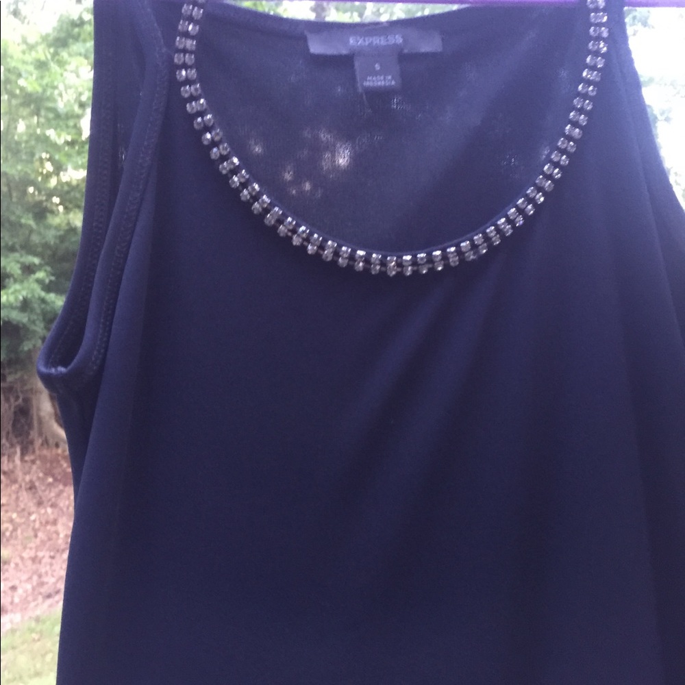 Express top black rhinestones size s stretchy